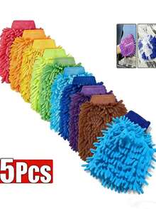 1/5 szt. Premium Soft Chenille Car Wash Gloves – Dwustronne, pluszowe rękawice z mikrofibry, odporne na zarysowania, odpowiednie do mycia samochodów, detailingu, ciężarówek, łodzi | Wysokiej jakości akcesoria do czyszczenia samochodów, artykuły do myjni samochodowych - losowy kolor - Zobacz 8