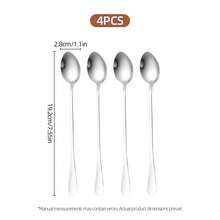 8-Piece Stainless Steel Long Handle Spoon Set - Ice Tea, Coffee, Ice Cream Stirring Spoons, Kitchen Flatware Set - - - View 9