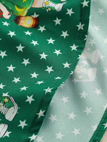 2pcs/Set Toddler Girls' Peter Pan Collar Polka Dot Cartoon Girl Print Short Sleeve Top And Skirt Cute Daily Outfit - Green - View 7