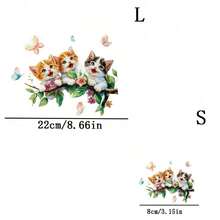 1pc/2pcs/3pcs Cute Cat Patch Heat Transfer Stickers, Durable Long-Lasting, For DIY T-Shirts, Hoodies, Jeans, Sweatshirts, Backpacks, Jackets, Handbags, Pillows - 3PCS-s - View 3