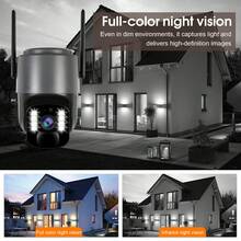 Solar Outdoor Wireless Security Camera, Low-Power WiFi Security Camera, Equipped With Solar Panel, Rechargeable Battery, CCTV 2.4G WiFi, 355° PTZ With AI Motion Detection, Color Night Vision, Two-Way Audio, Cloud Storage, Application Connects Suitable For Home Wireless Security Cameras For Watching The Elderly, Babies, Children, Pets; - Black - View 9