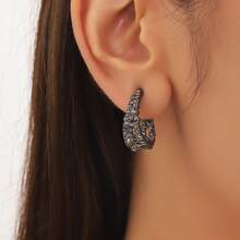 New 2026 Black Diamond Stud Earrings, High-End, Stylish, Unique, Korean Jewelry - Black - View 6