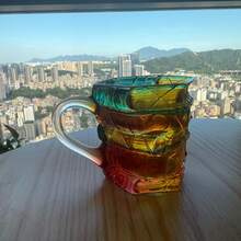 2pcs Painted Book Mug 2025 New Unique Design Perfect Gift For Book Lovers Handcrafted Glass Coffee Mug 11 Oz Cool And Fun Bookmark Teacup Christmas Halloween Birthday Gift - Multicolor - View 3