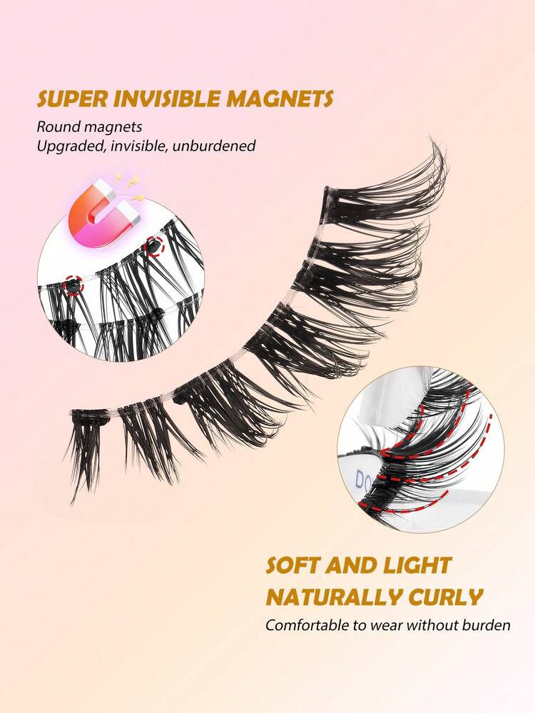 MAGEFY 3 Paia/Set di Ciglia Finte Magnetiche Riutilizzabili, Senza Colla o Rimozione Necessaria, Perfette per il Contorno Occhi, Stile Naturale e a Fumetti, Design Misto, Ciglia Finte 3D Spesse, Creano un Trucco Occhi Affascinante e Sollevato, Adatte per Uso Quotidiano, Lavoro, Studio, Viaggio, Festa, Regalo Ideale per Donne, Confezione Rosa - Ciglia naturali - Visualizzare 10