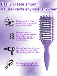 卷发造型梳，湿发蓬松提升梳，轻松打造卷发造型，告别毛躁，适用于螺旋卷发，防断发造型梳 - 彩色 - 查看 4