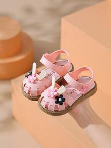 1 Pair 2026 New Baby Soft Bottom Sandals, Toddler Princess Hollow Breathable Summer Shoes For Infant Girls - Pink - View 2