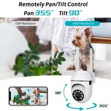 1/2/4 piezas Cámara de WiFi de 2.4G para abuela, monitoreo de doméstica con vista panorámica de 360°, audio bidireccional, detección de movimiento con IA y visión nocturna, control remoto a través de la aplicación, apta para uso en interiores - Blanco - Ver 9