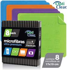 ¡Recomendado Opticlear!®| Paños de Limpieza de Lentes Ultra Premium| Paquete de 8| Medidas: 19x17cm| Limpia tus Lentes Sin Rayones| Lentes, Cámaras, Auriculares VR/AR, Pantallas| Colores: Morado (2), Verde (2), Azúl (2), Naranja (2)¡Top de Temporada - 1 - Ver 2