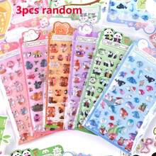 1pc/3pcs Random Animal Pattern Embossed PVC Stickers, Suitable For Water Bottles, Notebooks, Planners - Multicolor - View 13