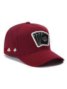 1pc Men's Front Embroidered Poker Card & Side Embroidered Poker Card Pattern 5-Panel Baseball Cap, Street Fashion Casual Hat For Spring, Autumn, Travel, Beach - Multicolor - View 15