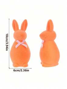 1pc Colorful Plush Rabbit Sculpture With Bow Tie, Easter Bunny Decor, Ideal For Spring Dining Table Center Piece And Home/Office Desk Decoration - Multicolor - View 2
