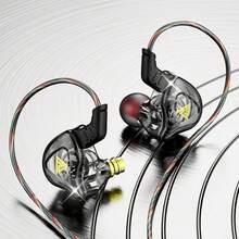 QKZ AK3 FiLe In-Ear Stereo Headphones - Wired Earphones With Powerful Bass & Clear Sound, Universal 3.5mm Plug For All Smartphones, Tangle-Free Cable, Great Value - AK3 檔案黑色版附麥克風 - 查看 1
