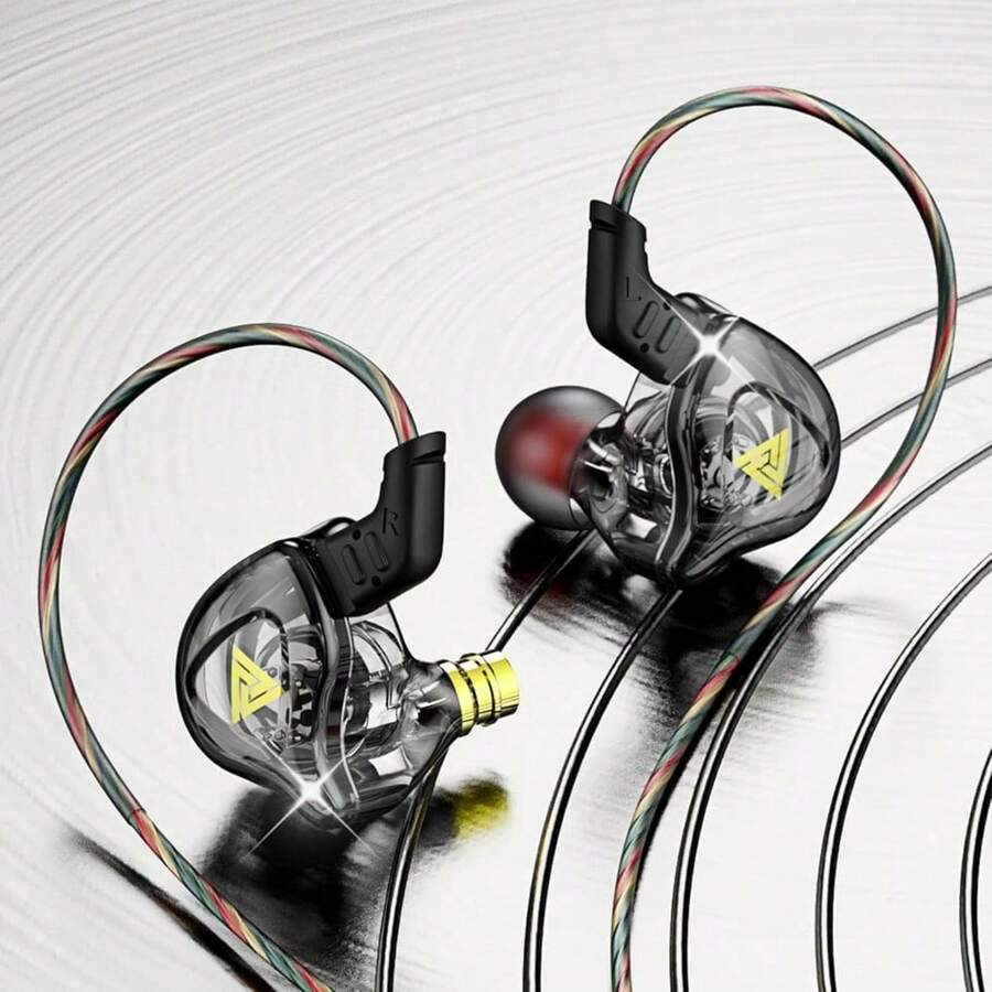 QKZ AK3 FiLe In-Ear Stereo Headphones - Wired Earphones With Powerful Bass & Clear Sound, Universal 3.5mm Plug For All Smartphones, Tangle-Free Cable, Great Value - AK3 檔案黑色版附麥克風 - 查看 1