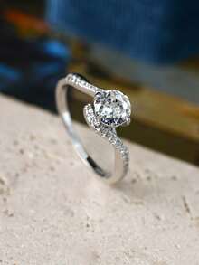 Anillo con forma de pera de estilo europeo y americano, diseño de cruces de diamante de imitación, anillo de dedo elegante para uso diario - Dorado - Ver 6