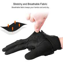 Guantes de ciclismo acolchados de gel de 5 mm para hombre, transpirables y resistentes al desgaste - Negro - Ver 10