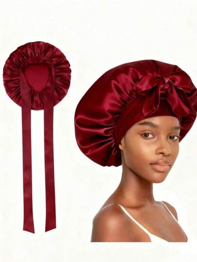 2 piezas Gorro de seda para dormir, Toalla para el cabello, Equipo de peluquería, Ajustable y cómodo con cinta de amarre, Esencial para vacaciones, Accesorios de viaje, Accesorios de baño, Gorro de ducha, Toalla para el cabello, Gorro de ducha grande, Gorro de satén, Protección para el cabello, Protección nocturna para el cabello unisex para mujeres, Regalo del Día de la Madre.