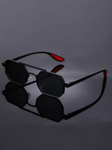 1pc Retro Y2K Classic Double Bridge Aviator Frame Fashion Fashion Glasses, Minimalist Versatile High-End Casual Punk Eyewear - Multicolor - View 9