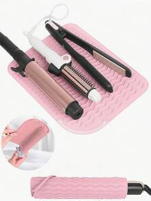 1pc Portable Silicone Heat-Resistant Mat, Hair Straightener/Curling Iron Heat-Resistant Mat, Non-Slip Heat-Resistant Mat, Travel Styling Tool, Suitable For Travel Vanity, Travel Hair Tool Storage Box - Heat-Resistant Mat, Hair Straightener Mat - Multicolor - View 11