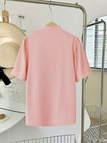 Freeform Reminder: (Recommend Choosing One Size Smaller As The Size Tends To Run Large) New Spring/Summer Women's V-Neck Shirt, Autumn/Winter Cardigan Blouse, Elegant Business Casual Vacation Chic Versatile Slim Cute Top, Retro Korean Style - Baby Pink - View 5