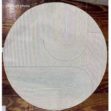 奶油色圆形地毯，奢华奶油色条纹圆形地垫，可机洗，适用于客厅、卧室或办公室装饰，米色弧形毛绒区域垫，舒适时尚的室内垫，卧室地板覆盖物现代装饰防滑背衬，客厅地毯，浴室垫，浴室地毯，门垫，小地毯，地毯，地垫，家居装饰，区域小地毯，户外垫，家居装饰，区域地毯，卧室地毯，可洗地毯 - 彩色 - 查看 4