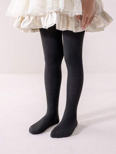 1pc Girls Black Opaque Tights, Classic Versatile Soft & Comfortable, Suitable For Daily Wear, Holidays, School, Birthdays, Travel