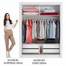 Ropero Madesa Dalas Plus 2 Puertas Corredizas 4 Cajones Color Blanco y Negro - Blanco y Negro - Ver 5