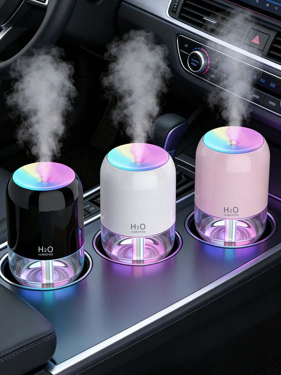 One 200ml Car Spray Humidifier, Household Products Of Bedroom Humidifier, Three Colors Available, With Colorful Atmosphere Light And Night Light Functions, USB Power Supply, Water Free Automatic Power-Off, Touch Control Operation, Silent Operation, Simple Design, Natural Beauty, Small And Easy To Carry - Multicolor - View 1