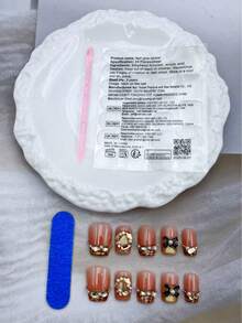 纯手工制作的粘贴式美甲贴片，10片装，珊瑚橙色，短梯形，美妆，香氛风格，法式美甲，按压式美甲贴片，新年美甲，情人节美甲，UV灯美甲，夏季美甲，可佩戴美甲 - 珊瑚橙 - 查看 10