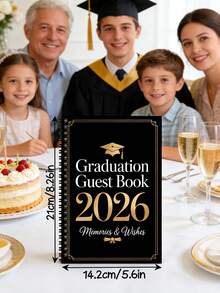 1 Customized 2026 Graduation Commemorative Guestbook (Black & Gold Foil Design), Personalized Graduation Memento & Blessing Guestbook, University Graduation Party Notebook, Graduation Celebration Guestbook, Photo Booth Prop, Gold Foil & Graduation Cap Design Guestbook, Customized Graduation Cap - Multicolor - View 6