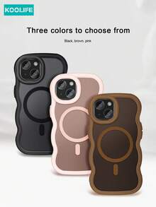 1pc Koolife Wavy Edge Shockproof Phone Case With Magnetic Charging Compatible With Apple 17 ProMax, PC+TPU Material, Raised Camera Protection, Compatible With Apple 17 ProMax/17/17 Pro/17 Air/16/16 Pro/16 Plus/16 ProMax/15 ProMax/15 Pro/15 Plus/14 ProMax/13 ProMax/13 Pro/12 ProMax/11, S25 Ultra/S24 Plus/A06/A07/A26/A36/A56/Z FLP3/4/5/6 - Black With Butterfly Accessories - View 9