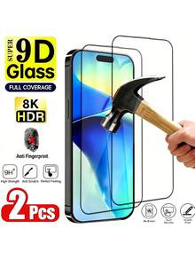 2pcs - Ultra-Clear Tempered Glass Screen Protector, Compatible With IPhone 17 Pro Max/17/16 Pro Max/16 Pro/16 Plus/16E/16/15 Pro Max/14 Pro/13/12 Mini/11/Xs Max/XR Series. High Quality, Full Coverage, Anti-Fingerprint, Anti-Drop, Anti-Scratch, 9H+ Hardness, Compatible With Phone Cases. - Clear - View 37