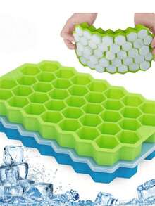 1pc 37-Cavity Silicone Honeycomb Ice Cube Tray With Lid, Quick Ice Making, Easy Release, Home Ice Mold - Multicolor - View 3