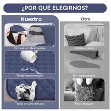 Juego de Fundas para Sofá Capitonado 3 Piezas – Protector Lavable Impermeable Antimanchas y Antidesgarros, Tejido Súper Suave con Correas Ajustables, Perfecto para Proteger Muebles en Sala, Departamento o AirBnB - Gris Azulado - Ver 5