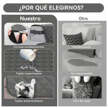 Juego de Fundas para Sofá Capitonado 3 Piezas – Protector Lavable Impermeable Antimanchas y Antidesgarros, Tejido Súper Suave con Correas Ajustables, Perfecto para Proteger Muebles en Sala, Departamento o AirBnB - Gris claro + Gris oscuro - Ver 5