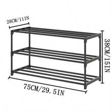 3-Tier Heavy Duty Thickened Shoe Rack, Space-Saving Storage Organizer For Men's Shoes, Strong Load-Bearing Entryway Shelf For Wardrobe & Bedroom, Ideal For Shoes & Decor, Perfect Holiday Gift - 黑色3層75cm - 查看 3