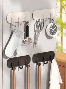 2个极简风格挂钩，强力粘合剂，无需钻孔，采用无缝ABS材料制成，表面抛光，节省空间，适用于浴室和厨房，可悬挂包袋和配件，壁挂式浴室收纳，多功能挂钩。 - 彩色 - 查看 4