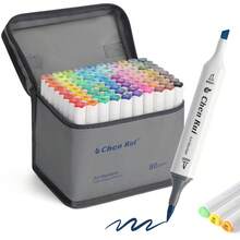 48/60/80/120/168色双头马克笔和斜头美术马克笔套装，永久性马克笔，带支架和勾线笔，适合艺术家、成人涂色、绘画、插画和卡片制作，圣诞节、新年、返校季礼物，可补充墨水 - 套裝 - 查看 10