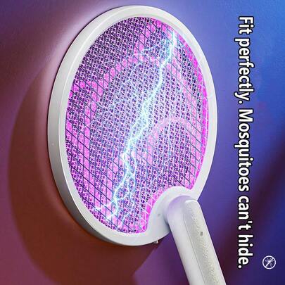 OBOVAY 1pc Foldable Electric Mosquito Swatter, USB Rechargeable, With UV Light, 300mAh