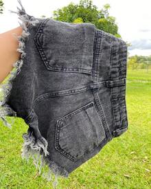 Women's Gray Distressed Denim Shorts - 深灰色 - 查看 2