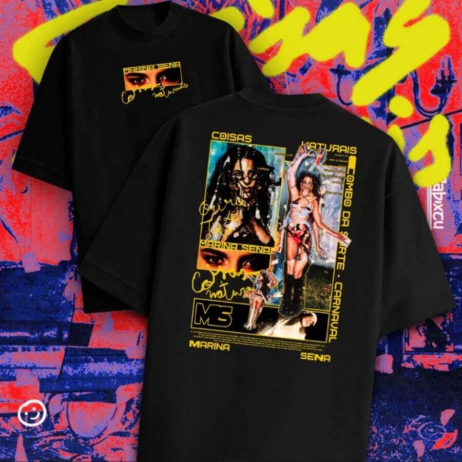 Unisex T-Shirt With Marina Sena 007 Print, Casual Summer T-Shirt, High Quality, On  - Immediate Shipping. - 黑色 - 查看 1