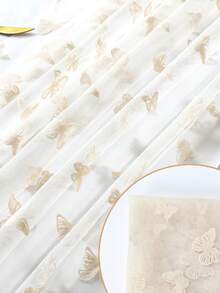 1 pieza Camino de mesa de mariposa beige, cubierta de mesa de malla de mariposa de doble cara, decoración para fiesta de cumpleaños, decoración para boda y baby shower, decoración para gabinete, centro de mesa de comedor, decoración para banquete y recepción de restaurante - Beis - Ver 4