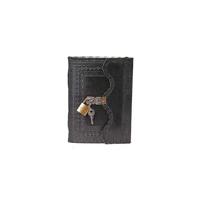 Leather Diary Journal With Lock Notepad Writing Book With Lock & Key Handmade Papers Designed For Home & Office, Vintage Antique Style Organizer Blank Notebook (Black)