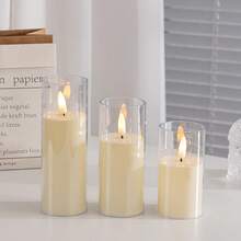 1pc Ivory Wax Cup Set, Flameless LED Electronic Candle Lights, Modern Atmosphere Home Decor, Suitable For Dining Table, Bedroom, Living Room, Holiday Gift - White - View 13