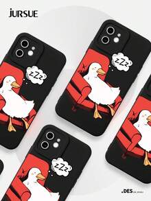 Ốp lưng điện thoại hình vịt JURSUE dễ thương, phong cách Kawaii, thẩm mỹ, hoạt hình, chống sốc, mềm mại, tương thích với iPhone 17 16 15 14 13 12 11 Pro Max SE 2020 X XR XS Ip 8 7 Plus XYH2272 - màu đen - Xem 6