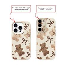 1pc TPU Vintage Soft Teddy Bear Full-Screen Pattern Phone Case Compatible With IPhone 17 Pro Max/17/16 Pro Max/15/13/12/11, S20 FE/A15/S24/A55, Redmi Note 11/12/13 Pro, Shock-Proof Soft Protective Cover - White - View 7