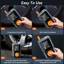 SUITU 可充电便携式车载空气压缩机，带数字压力表的电动充气泵。7.4V 1800mAh 锂电池，耐用 ABS 材质，迷你车载气泵。适用于汽车/摩托车/自行车/运动球类，汽车配件/必备汽车礼品。 - 无线 - 查看 9