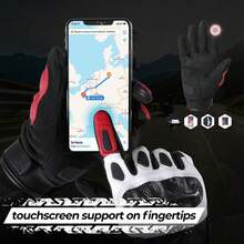 Guantes de piel de cabra de carbono para motocicleta para máxima protección y comodidad - Rojo - - Ver 5