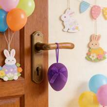 Easter Tree Ornaments Bow Flocking Egg Bunny Party Hanging Decorations For Tree, Wall - Purple - View 4