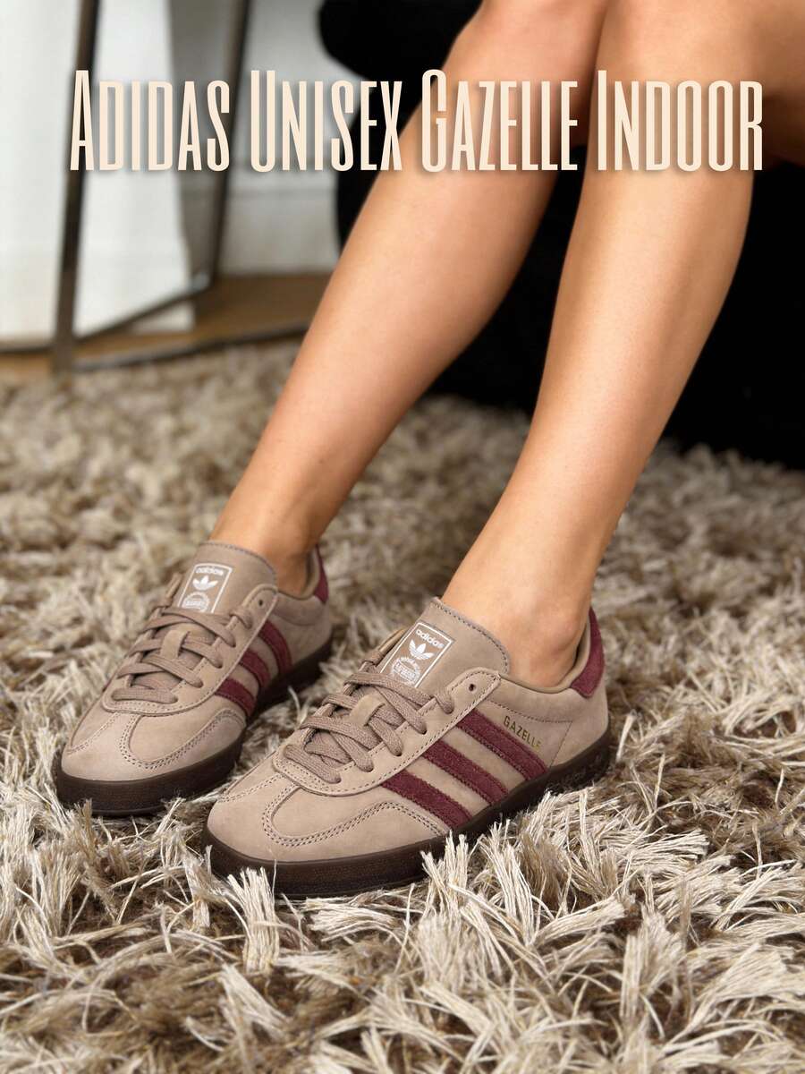 Adidas Originals GAZELLE INDOOR 男款女款休閒鞋 避震回彈輕量滑板鞋 經典復古運動鞋 JQ8387 - 影跡卡其棕色/狐狸棕色/白色 - 查看 1
