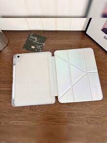 Minimalist Versatile Laser High-Transparency 3-Fold Flat Tablet Protective Case Suitable Compatible With Apple Mini 6/7, Tab S9/S10, Pad 7/7 Pro And Other Tablets - Silver - View 2